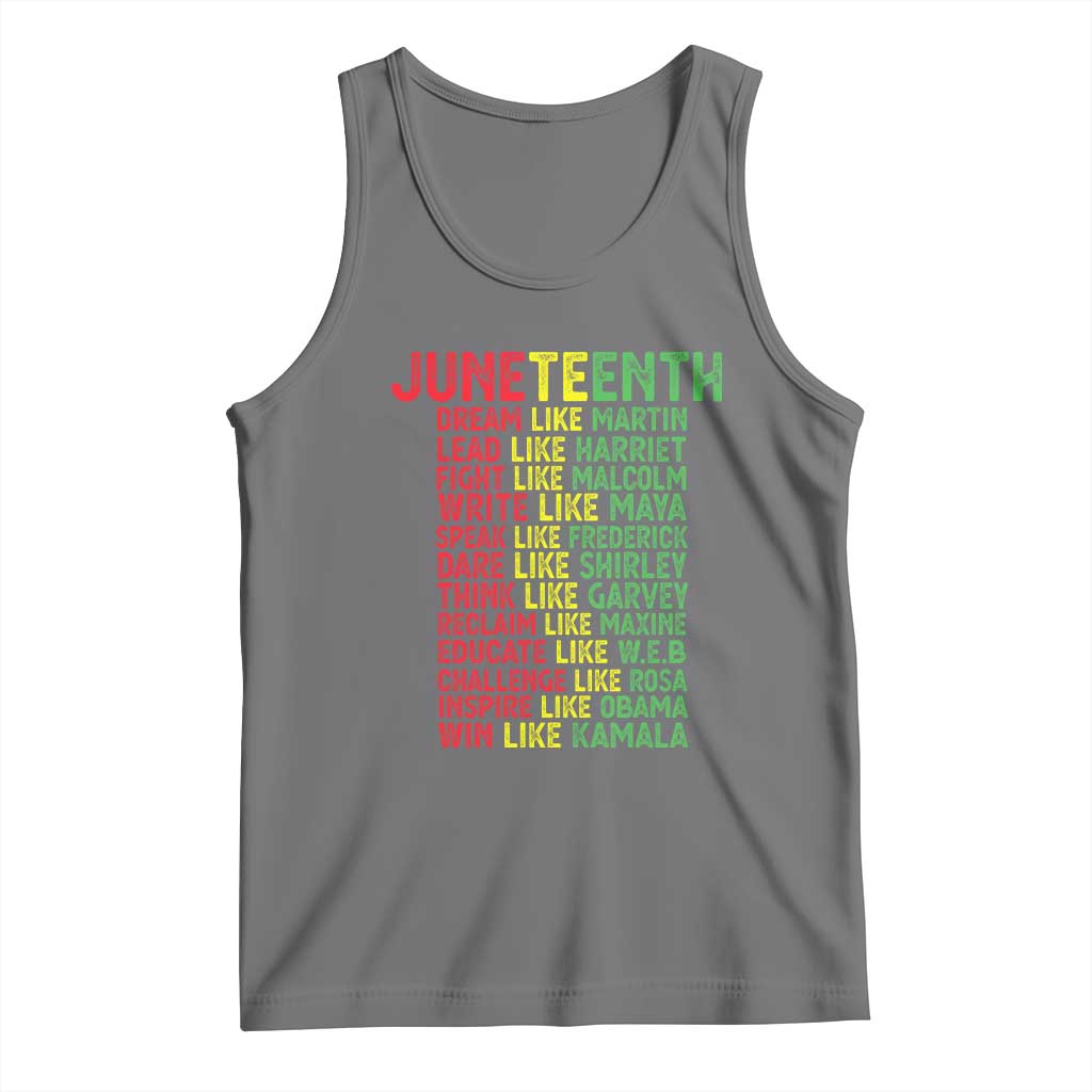 Happy Juneteenth Tank Top Dream Like Leaders TS01 Black Heather Print Your Wear
