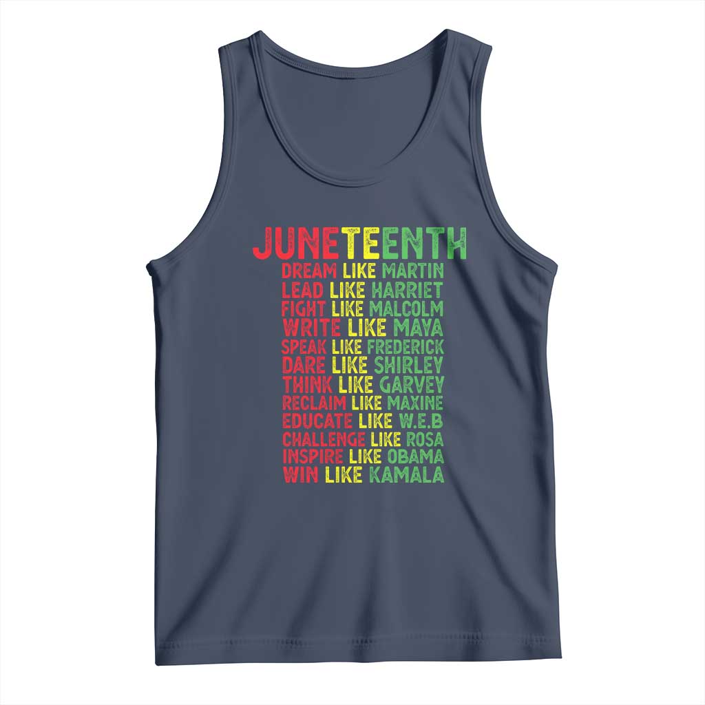 Happy Juneteenth Tank Top Dream Like Leaders TS01 Navy Print Your Wear