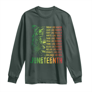 Juneteenth Long Sleeve Shirt Dream Like Leaders TS01 Dark Forest Green Print Your Wear