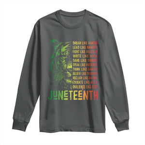 Juneteenth Long Sleeve Shirt Dream Like Leaders TS01 Dark Heather Print Your Wear