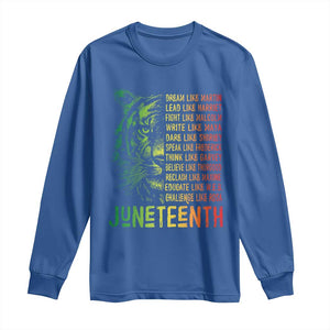 Juneteenth Long Sleeve Shirt Dream Like Leaders TS01 Royal Blue Print Your Wear