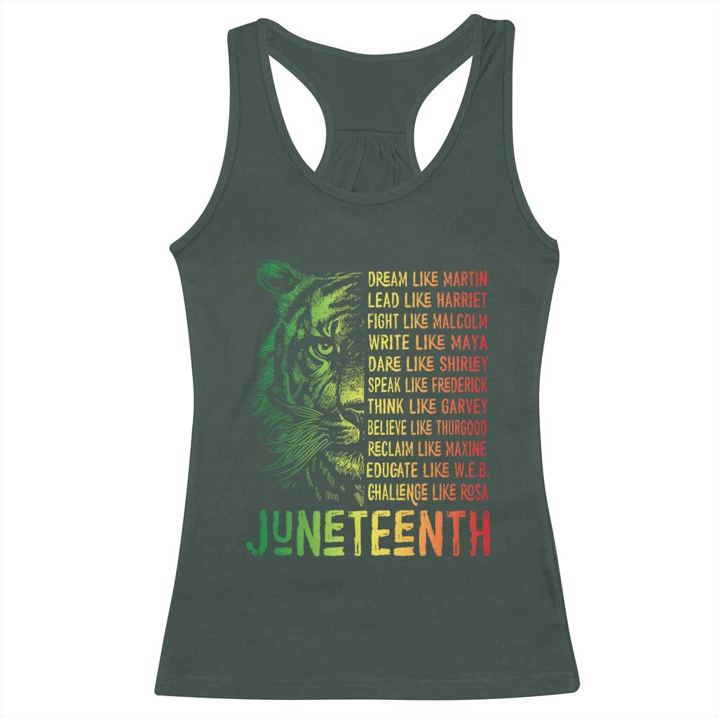 Juneteenth Racerback Tank Top Dream Like Leaders TS01 Dark Forest Green Print Your Wear