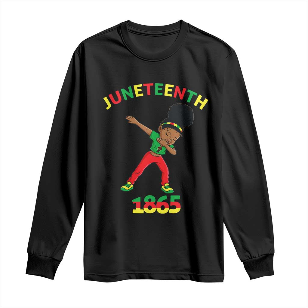 Funny Black History Long Sleeve Shirt Dabbing Black Princess Juneteenth 1865 TS01 Black Print Your Wear