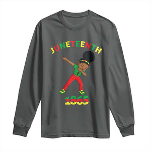 Funny Black History Long Sleeve Shirt Dabbing Black Princess Juneteenth 1865 TS01 Dark Heather Print Your Wear