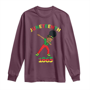 Funny Black History Long Sleeve Shirt Dabbing Black Princess Juneteenth 1865 TS01 Maroon Print Your Wear