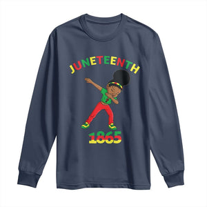 Funny Black History Long Sleeve Shirt Dabbing Black Princess Juneteenth 1865 TS01 Navy Print Your Wear