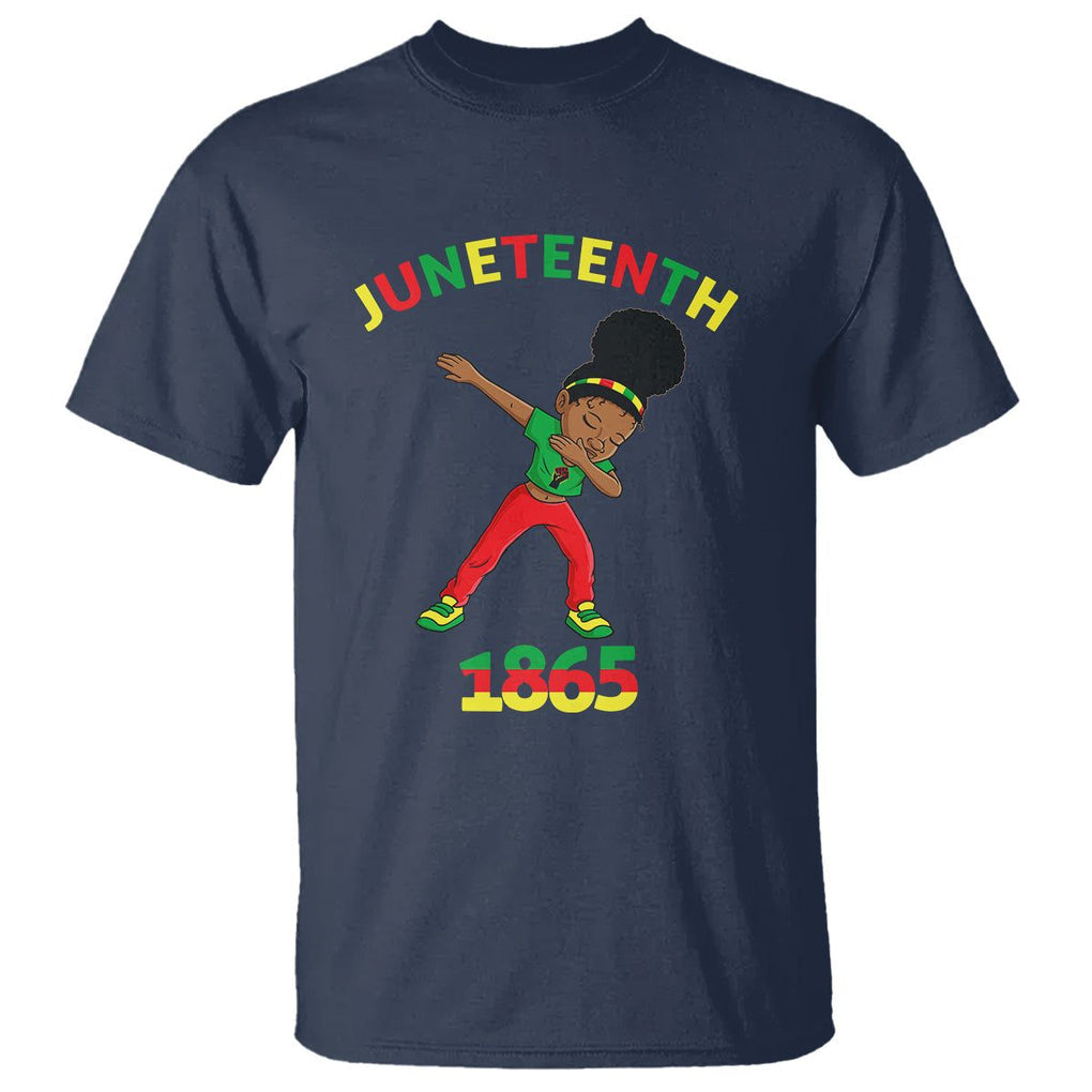 Funny Black History T Shirt Dabbing Black Princess Juneteenth 1865 TS01 Navy Printyourwear