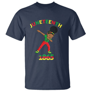 Funny Black History T Shirt Dabbing Black Princess Juneteenth 1865 TS01 Navy Printyourwear