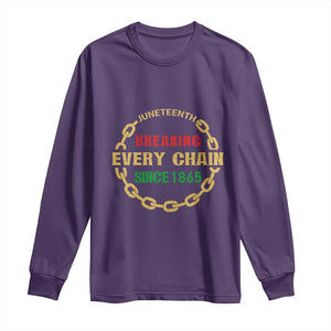 Juneteenth 1865 Long Sleeve Shirt Breaking Every Chain Black Freedom June 19th TS01 Purple Print Your Wear