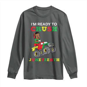 Black Boy Gamer Long Sleeve Shirt I'm Ready To Crush Juneteenth for Boys Toddler TS01 Dark Heather Print Your Wear