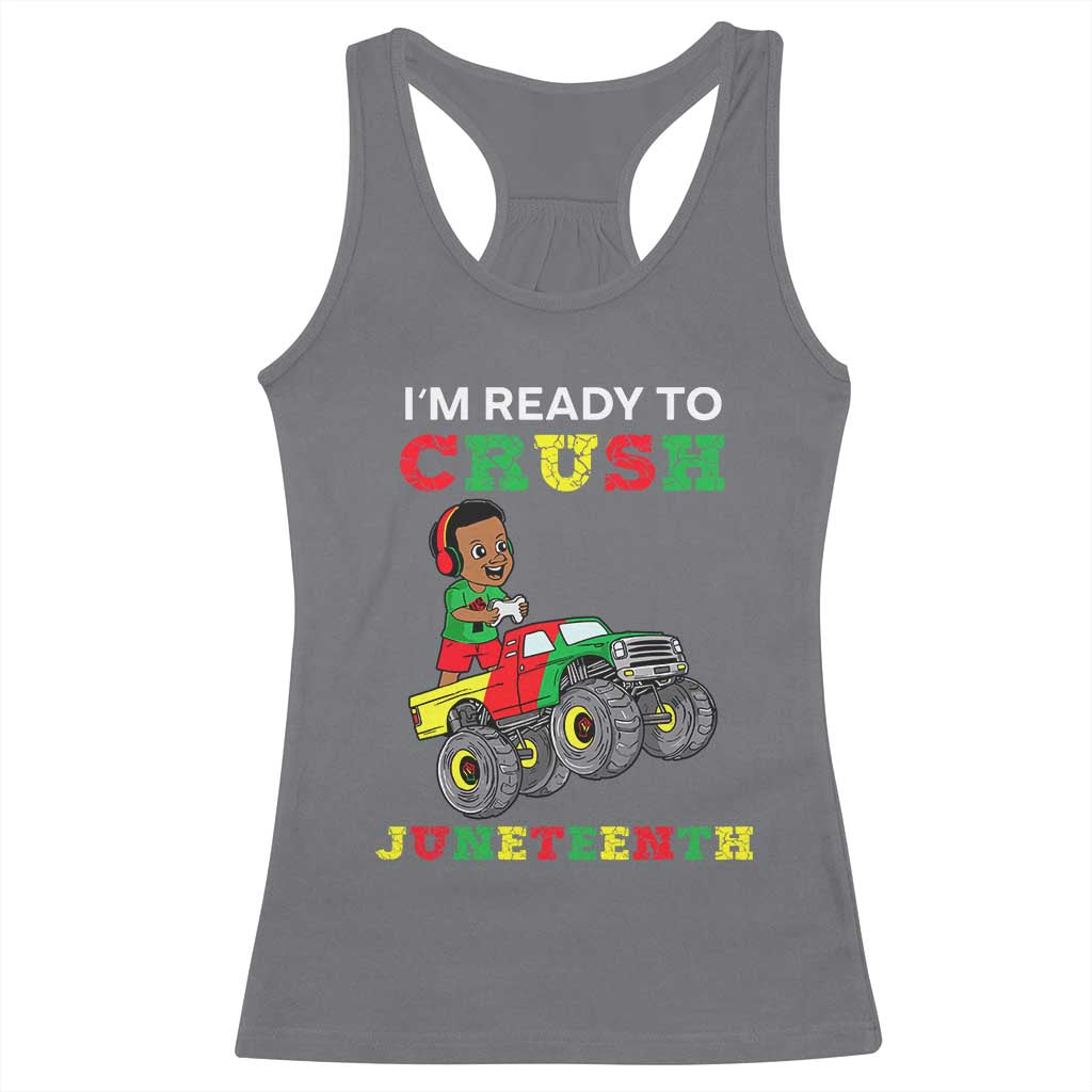 Black Boy Gamer Racerback Tank Top I'm Ready To Crush Juneteenth for Boys Toddler TS01 Charcoal Print Your Wear