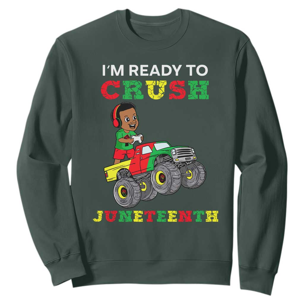 Kids I'm Ready To Crush Juneteenth Funny Gamer Sweatshirt For Boys Toddler TS01 Dark Forest Green Printyourwear