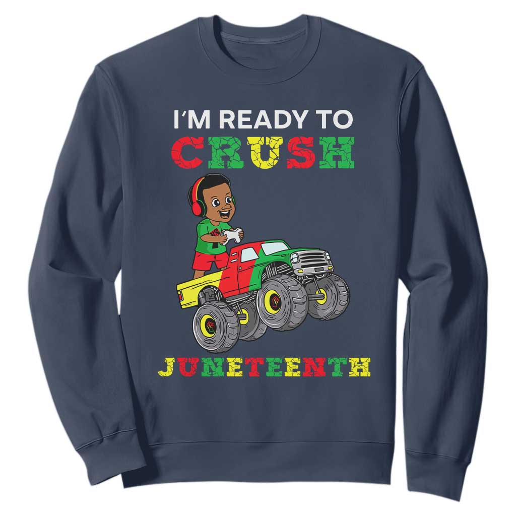 Kids I'm Ready To Crush Juneteenth Funny Gamer Sweatshirt For Boys Toddler TS01 Navy Printyourwear