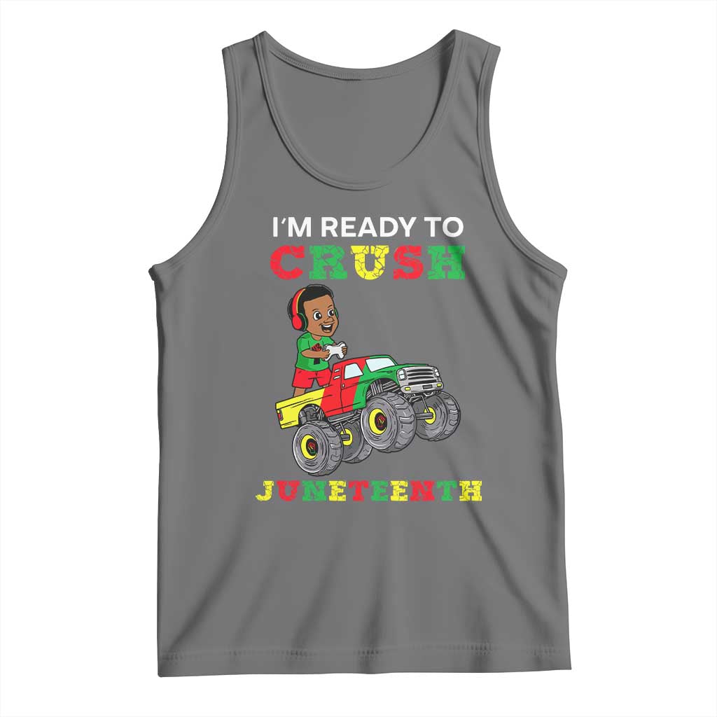 Black Boy Gamer Tank Top I'm Ready To Crush Juneteenth for Boys Toddler TS01 Black Heather Print Your Wear