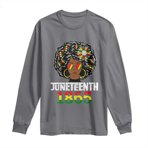 Afro Black Queen Juneteenth 1865 Long Sleeve Shirt TS01 Charcoal Print Your Wear