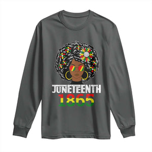 Afro Black Queen Juneteenth 1865 Long Sleeve Shirt TS01 Dark Heather Print Your Wear