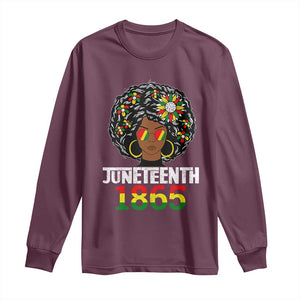 Afro Black Queen Juneteenth 1865 Long Sleeve Shirt TS01 Maroon Print Your Wear