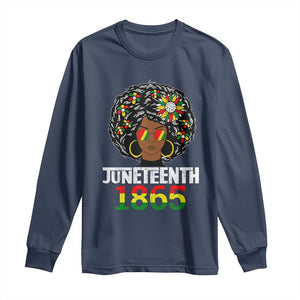 Afro Black Queen Juneteenth 1865 Long Sleeve Shirt TS01 Navy Print Your Wear