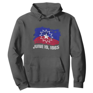 Juneteenth Flag Hoodie Black Freedom Black History TS01 Dark Heather Printyourwear