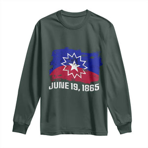 Juneteenth Flag 1865 Long Sleeve Shirt Black Freedom Black History TS01 Dark Forest Green Print Your Wear