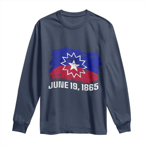 Juneteenth Flag 1865 Long Sleeve Shirt Black Freedom Black History TS01 Navy Print Your Wear