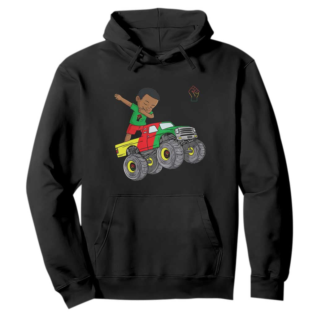 Funny Black History Hoodie African Kids Dabbing Black King In Monster Truck TS01 Black Printyourwear