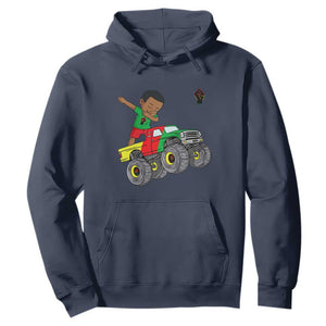 Funny Black History Hoodie African Kids Dabbing Black King In Monster Truck TS01 Navy Printyourwear