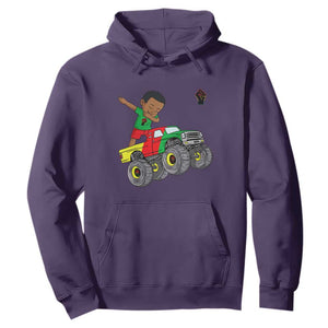 Funny Black History Hoodie African Kids Dabbing Black King In Monster Truck TS01 Purple Printyourwear