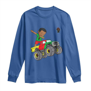 Funny Black History Long Sleeve Shirt African Kids Dabbing Black King In Monster Truck TS01 Royal Blue Print Your Wear