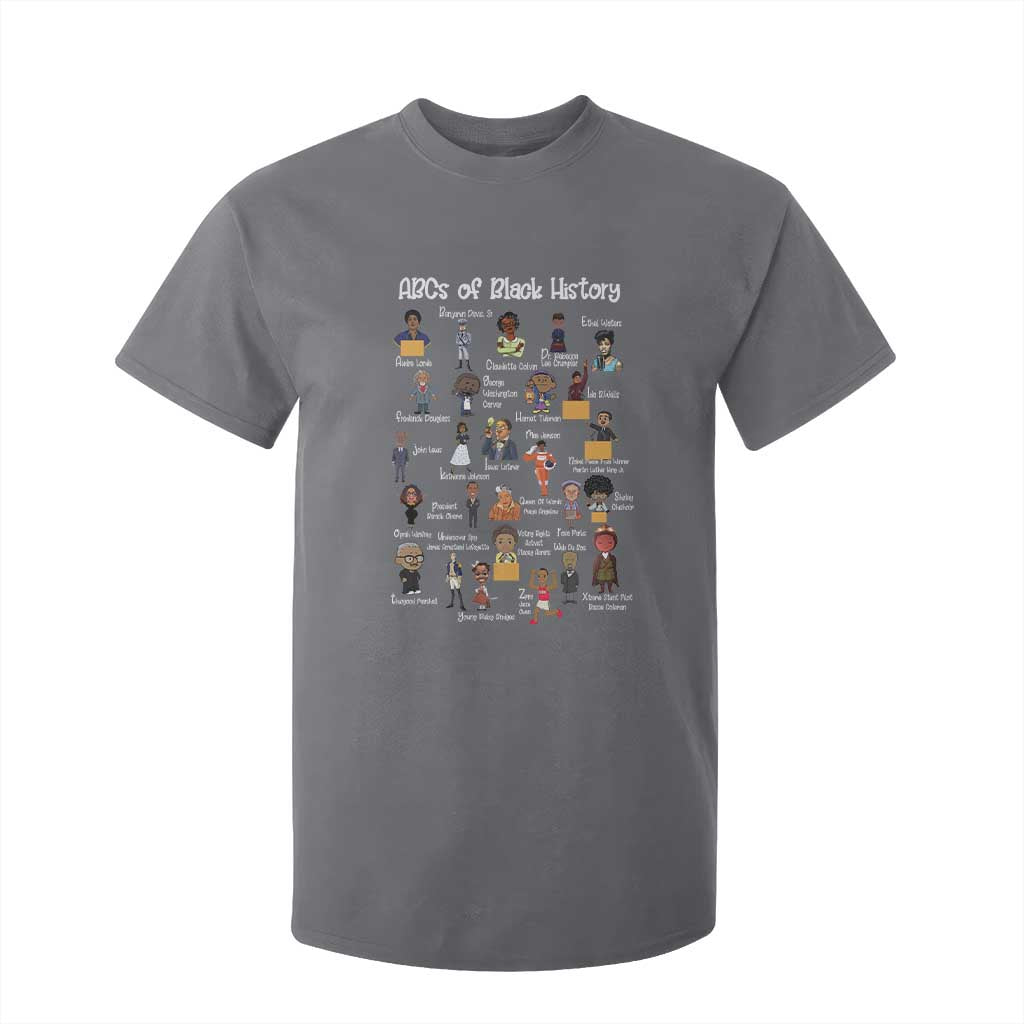 ABCs of Black History Pride T Shirt For Kid Juneteenth Black Freedom TS01 Charcoal Print Your Wear