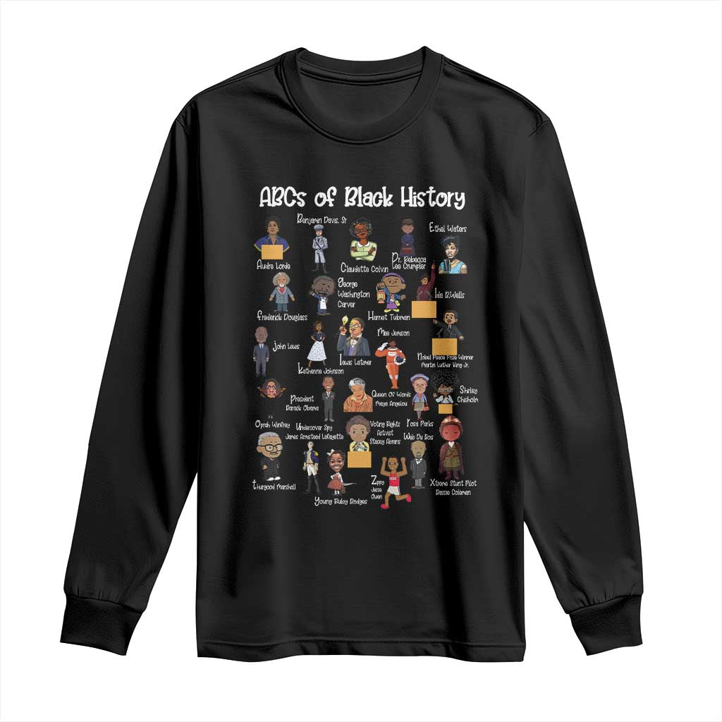 ABCs of Black History Pride Long Sleeve Shirt Juneteenth Black Freedom TS01 Black Print Your Wear