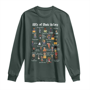 ABCs of Black History Pride Long Sleeve Shirt Juneteenth Black Freedom TS01 Dark Forest Green Print Your Wear