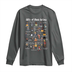 ABCs of Black History Pride Long Sleeve Shirt Juneteenth Black Freedom TS01 Dark Heather Print Your Wear