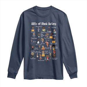 ABCs of Black History Pride Long Sleeve Shirt Juneteenth Black Freedom TS01 Navy Print Your Wear