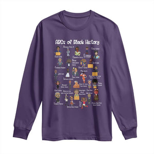 ABCs of Black History Pride Long Sleeve Shirt Juneteenth Black Freedom TS01 Purple Print Your Wear