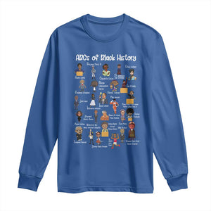 ABCs of Black History Pride Long Sleeve Shirt Juneteenth Black Freedom TS01 Royal Blue Print Your Wear