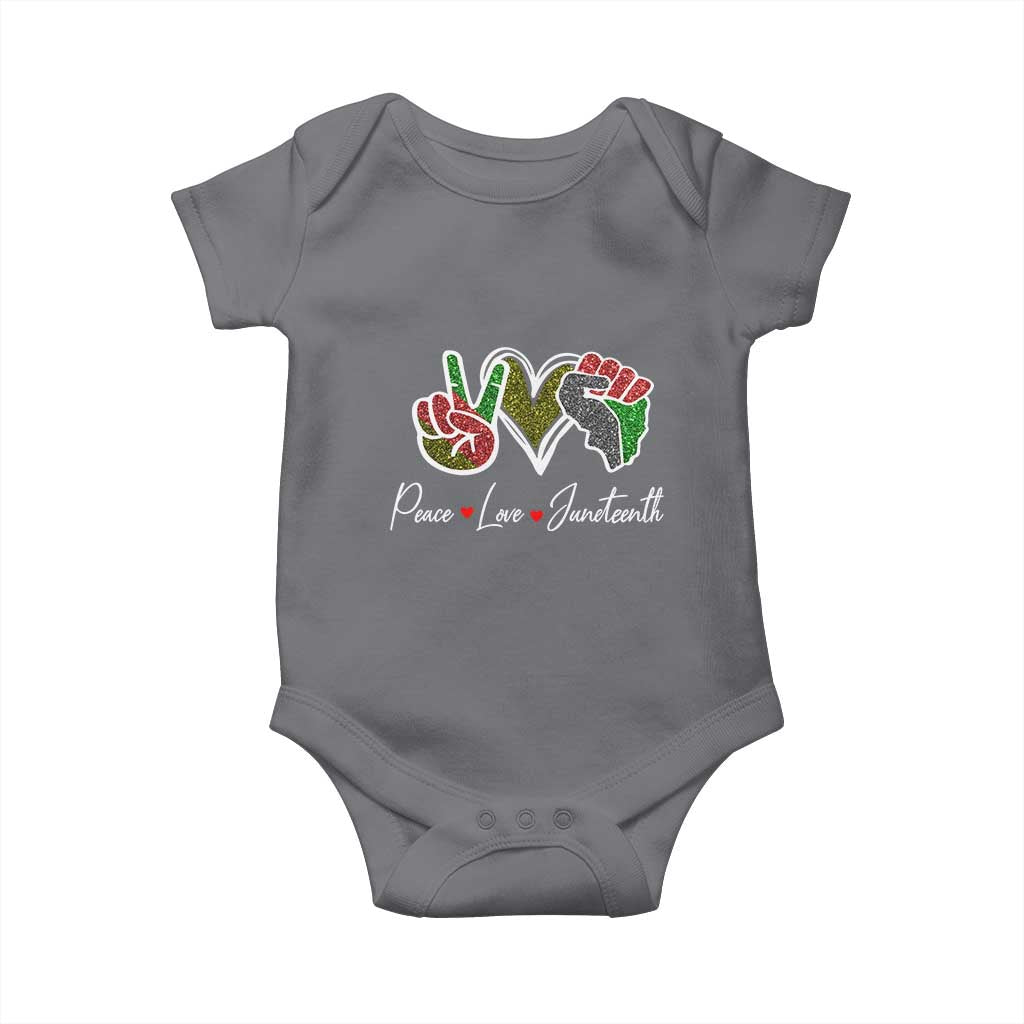 Peace Love Juneteenth Baby Onesie Black Freedom TS01 Charcoal Print Your Wear
