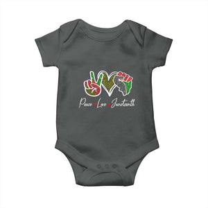 Peace Love Juneteenth Baby Onesie Black Freedom TS01 Dark Heather Print Your Wear