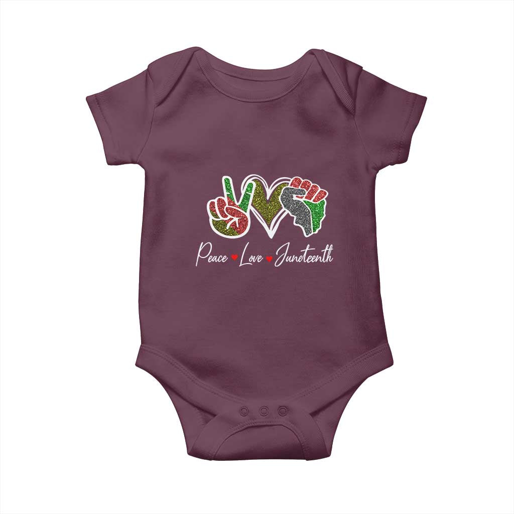 Peace Love Juneteenth Baby Onesie Black Freedom TS01 Maroon Print Your Wear