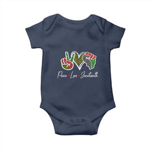 Peace Love Juneteenth Baby Onesie Black Freedom TS01 Navy Print Your Wear