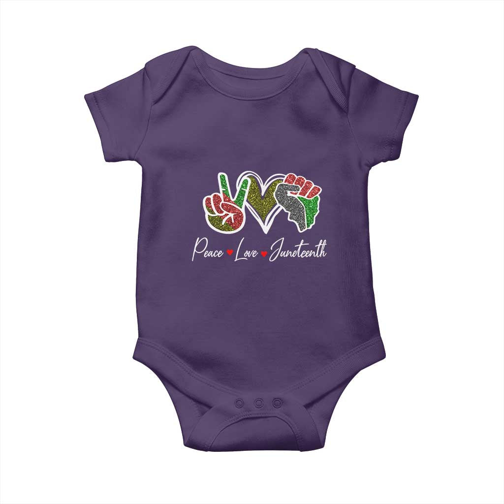 Peace Love Juneteenth Baby Onesie Black Freedom TS01 Purple Print Your Wear