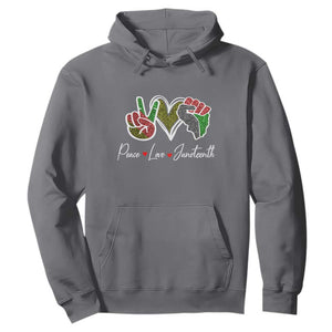 Peace Love Juneteenth Hoodie Black Pride Freedom TS01 Charcoal Printyourwear