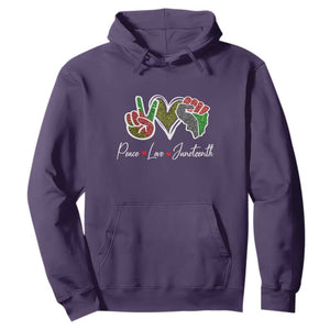 Peace Love Juneteenth Hoodie Black Pride Freedom TS01 Purple Printyourwear