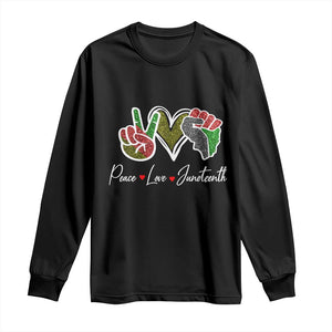 Peace Love Juneteenth Long Sleeve Shirt Black Freedom TS01 Black Print Your Wear