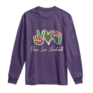 Peace Love Juneteenth Long Sleeve Shirt Black Freedom TS01 Purple Print Your Wear