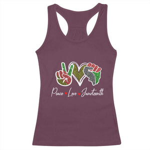 Peace Love Juneteenth Racerback Tank Top Black Freedom TS01 Maroon Print Your Wear