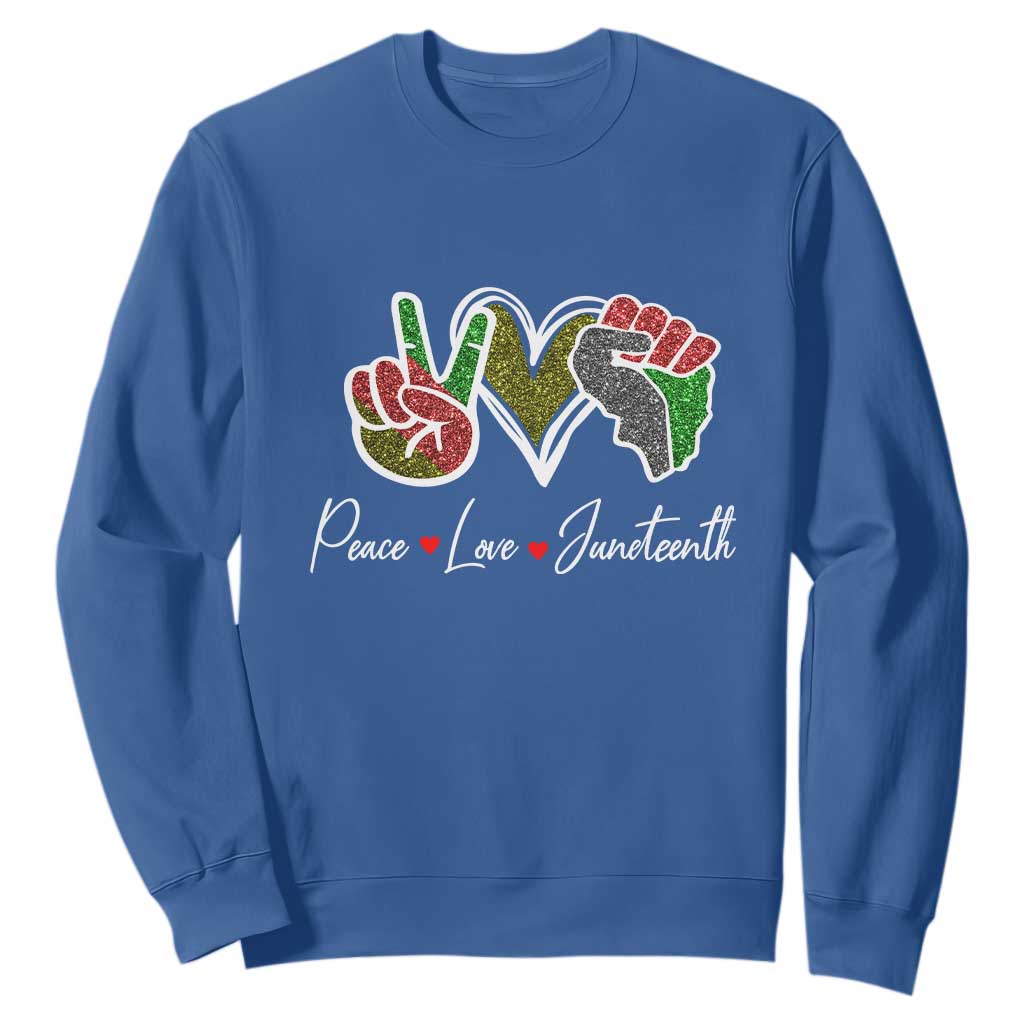 Peace Love Juneteenth Sweatshirt Black Pride Freedom TS01 Royal Blue Printyourwear