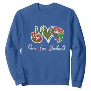 Peace Love Juneteenth Sweatshirt Black Pride Freedom TS01 Royal Blue Printyourwear