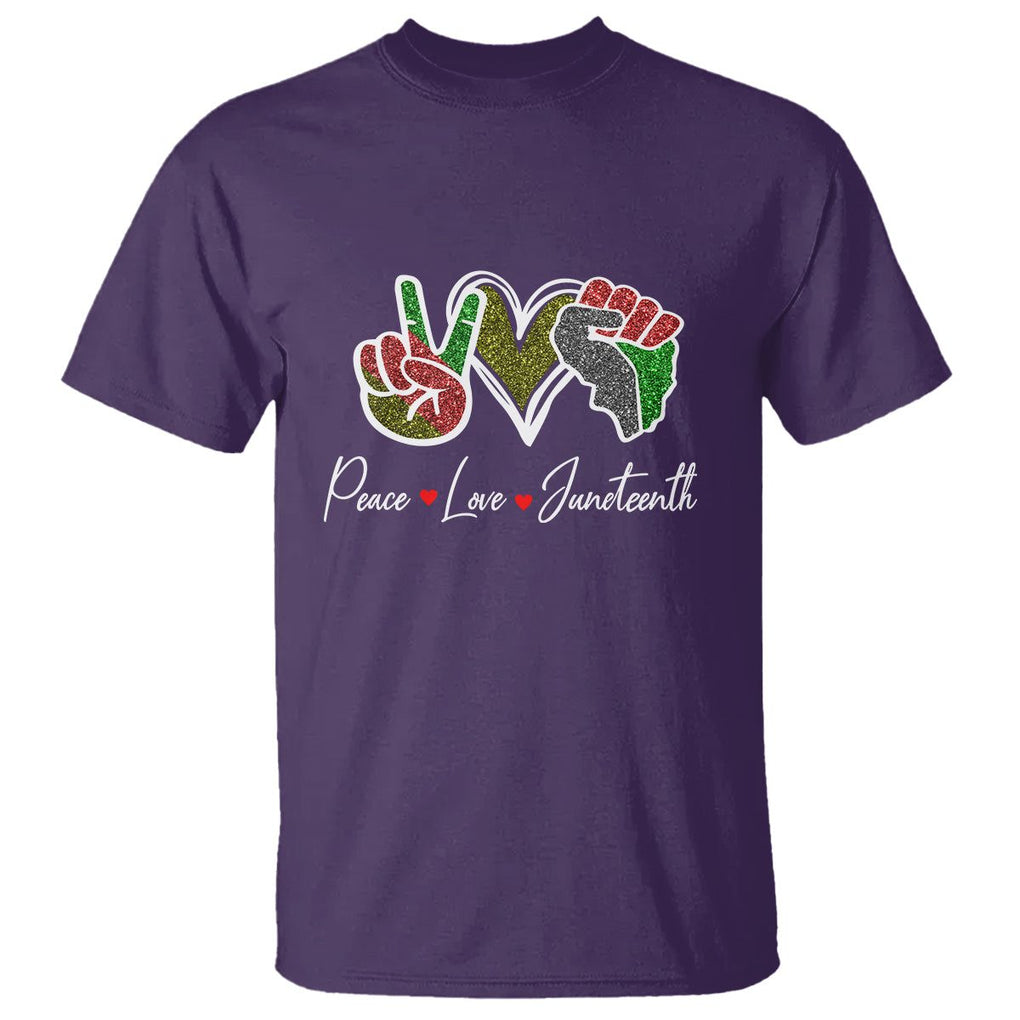 Peace Love Juneteenth T Shirt Black Pride Freedom TS01 Purple Printyourwear