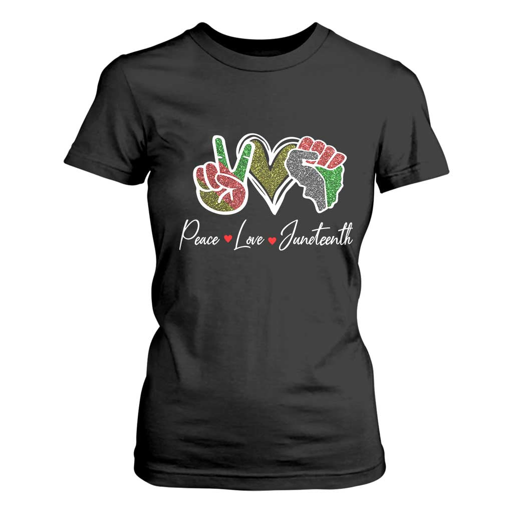 Peace Love Juneteenth T Shirt For Women Black Freedom TS01 Black Print Your Wear